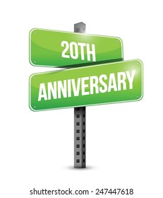 20th anniversary street sign illustration design over a white background