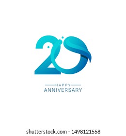 20th anniversary vector template. Design for celebration, greeting cards or print.