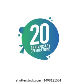 20th anniversary vector template. Design for celebration, greeting cards or print.