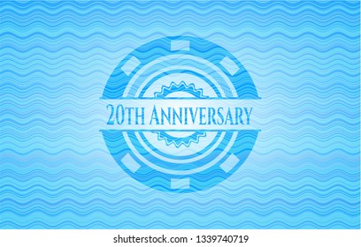 20th Anniversary water wave representation badge background.