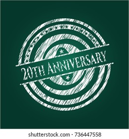 20th Anniversary written with chalkboard texture