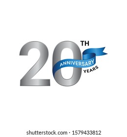 20th anniversary years silver and blue ribbon