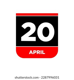 20th April calendar page icon. 20 Apr day.
