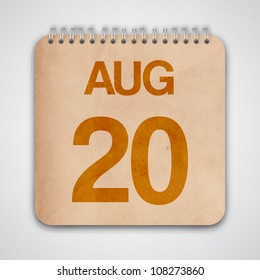 20th August on Old Notebook Vector