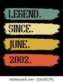 20th Birthday Vintage Legends Born In June 2002 20 Years Old