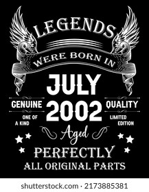 20. Geburtstag Vintage Legends geboren im Juli 2002 20 Jahre alt