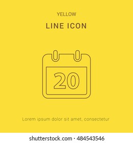 20th Calendar Cute yellow thin line icon / logo Design