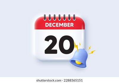 20th day of the month icon. Calendar date 3d icon. Event schedule date. Meeting appointment time. 20th day of December month. Calendar event reminder date. Vector