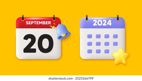 20th day of the month icon. Calendar date 3d icon. Event schedule date. Meeting appointment time. 20th day of September month. Calendar event reminder date. Vector