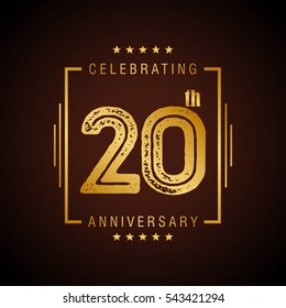 20th golden anniversary logo, laurel wreath isolated on black background, vector design