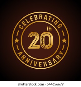 20th golden anniversary logo, laurel wreath isolated on black background, vector design