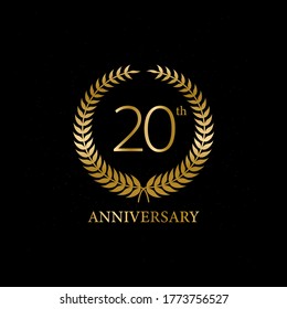 20th golden anniversary logo,with Laurel Wreath ,Vector Illustration