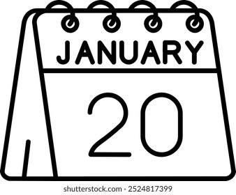 20th of January Line vector Icon Design