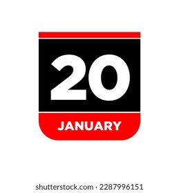 20. Januar Vektor Kalenderseite. 20 Jan Icon.