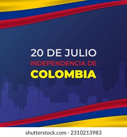 20. juli colombia unabhängiger tag quadratischer Banner für Social Media-Post mit abstraktem Farbverlauf-blauer Hintergrund-Design