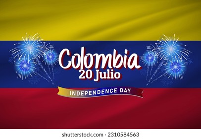 20. Juli Colombia Unabhängigkeit Day Landschaftsbanner für Social Media Post mit abstraktem Farbverlauf-gelber und roter Hintergrund Design6