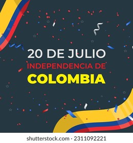 20. juli colombia unabhängiger tag quadratischer Banner für Social Media-Post mit abstraktem Farbverlauf-Hintergrund-Design