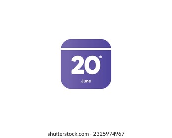 20. Juni Kalendermonat Symbol mit Farbverlauf-Farbe, flaches Design, Vektorgrafik