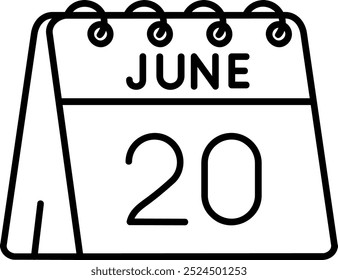 20th of June Line vector Icon Design