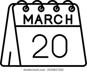 20th of March Line vector Icon Design