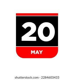 20. Mai Kalender Vektorsymbol. 20 kann Typografie.