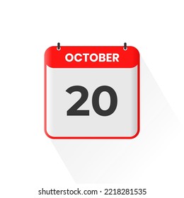 20th October calendar icon. October 20 calendar Date Month icon vector illustrator