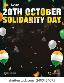 20th october national solidarity day social media sale banner or instagram post promotion template | 20th october national solidarity day celebration promotion template design | 20th october national