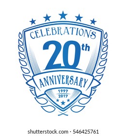 20th Shield Anniversary logo. Vector and illustration. 20 years logo.
