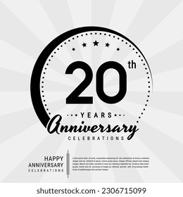 Plantilla de diseño del 20 aniversario. ilustración de plantilla de vector