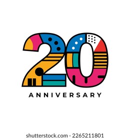 20 años de celebración del aniversario diseño del logo vectorial