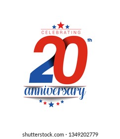 20th Years Anniversary Celebration Design. 3d Color line art ( RGB ) vector illustration.