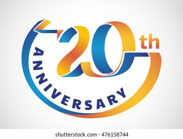 20th Years Anniversary Celebration Design.ribbons isolated vector illustration