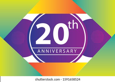 
20th years anniversary logo, vector design birthday celebration with colorful geometric background