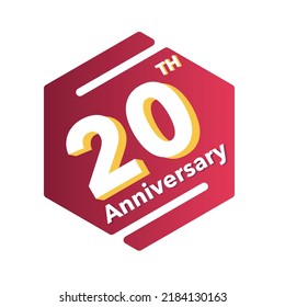 20th years anniversary logo, vector design birthday celebration with pink gradient  geometric isolated on white background.