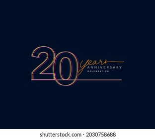 20th Years Anniversary Logotype with Colorful Multi Line Number Isolated on Dark Background.