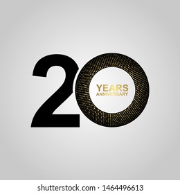 20th Years Anniversary modern Logo Icon Template, Anniversary lettering with gold color. Vector EPS 10. Birthday celebration number.
