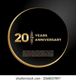 20º aniversario, diseño vectorial para la celebración del aniversario con color dorado sobre fondo negro, diseño simple y de lujo. plantilla de vector de logotipo