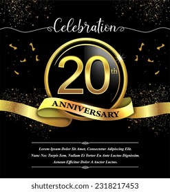 20th years celebration anniversary logo vector isolated on black background