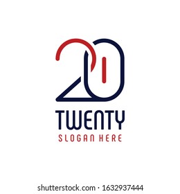20/Twenty Outline Typography Abstract Creative Modern Business Logo