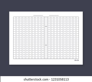 20x20 Squared manuscript paper. Vector stock illustration.