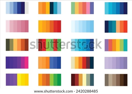 20x6 Color Palettes 2 with Hex Codes Vector, Discover 20 Sets of Vibrant Vector Color Palettes - 6 Unique Colors Each for Stylish Designs: Light, Dark, Vintage, Retro Inspirations, New