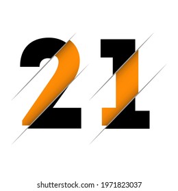21 2 1 Number Logo Design with a Creative Cut and Black Circle Background. Creative logo design.