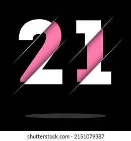 21 2 1 Number Logo Design with a Creative Cut and Black Circle Background. Creative logo design.