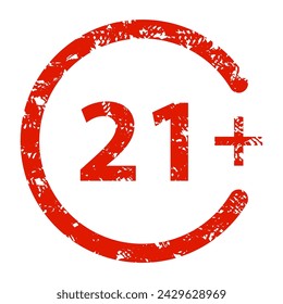 21 age limit for prohibition and restricted movie, badge underage, celebration anniversary age, verification for cinema, person limit 21, vector illustration