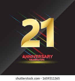 21 anniversary logo vector template. Design for banner, greeting cards or print