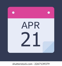 21 April Calendar Black Background, Vector Calendar.