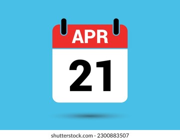21 April Calendar Date Flat Icon Day 21 Vector Illustration