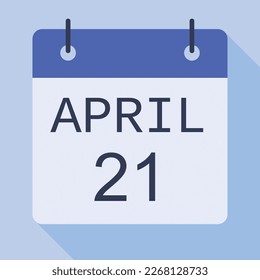 21 April Calendar, Vector Calendar.