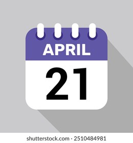 21 april calender icon text page monthly web design.