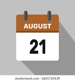 21 august calendar icon vector month date illustration design
